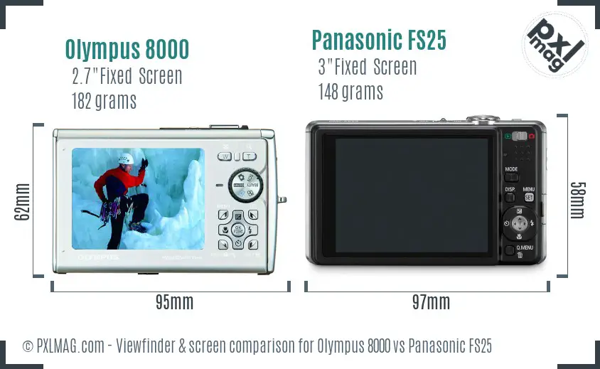 Olympus 8000 vs Panasonic FS25 Screen and Viewfinder comparison