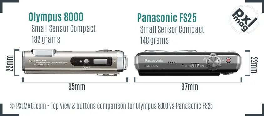 Olympus 8000 vs Panasonic FS25 top view buttons comparison