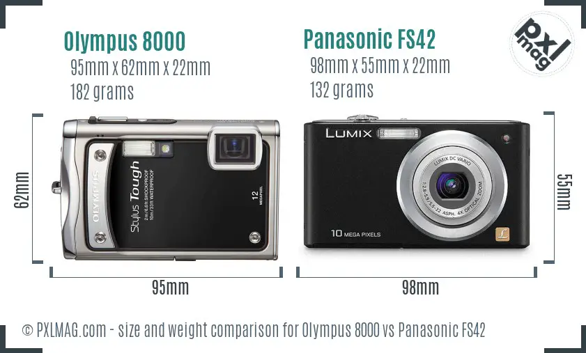 Olympus 8000 vs Panasonic FS42 size comparison