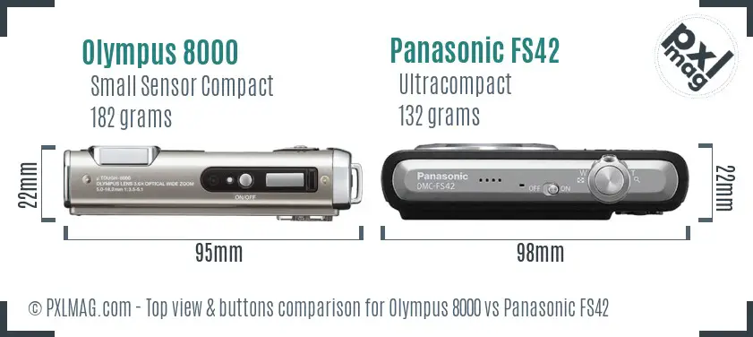 Olympus 8000 vs Panasonic FS42 top view buttons comparison