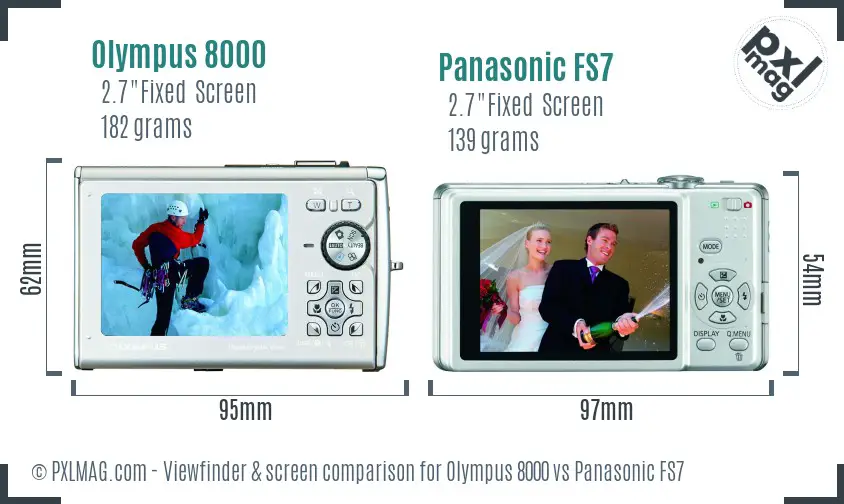 Olympus 8000 vs Panasonic FS7 Screen and Viewfinder comparison