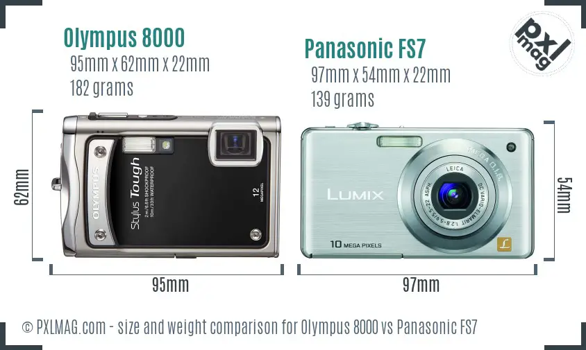 Olympus 8000 vs Panasonic FS7 size comparison