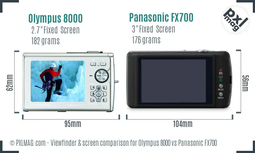 Olympus 8000 vs Panasonic FX700 Screen and Viewfinder comparison