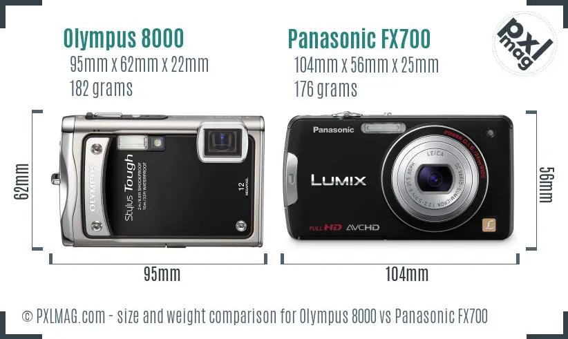 Olympus 8000 vs Panasonic FX700 size comparison