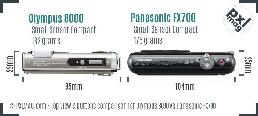 Olympus 8000 vs Panasonic FX700 top view buttons comparison