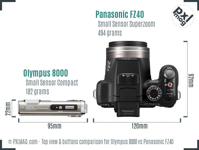 Olympus 8000 vs Panasonic FZ40 top view buttons comparison