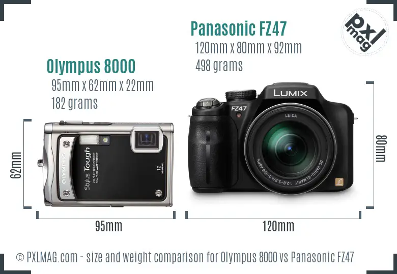 Olympus 8000 vs Panasonic FZ47 size comparison