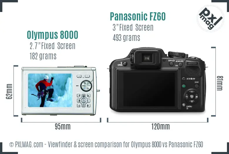 Olympus 8000 vs Panasonic FZ60 Screen and Viewfinder comparison Olympus 8000 vs Panasonic FZ60 Screen and Viewfinder comparison