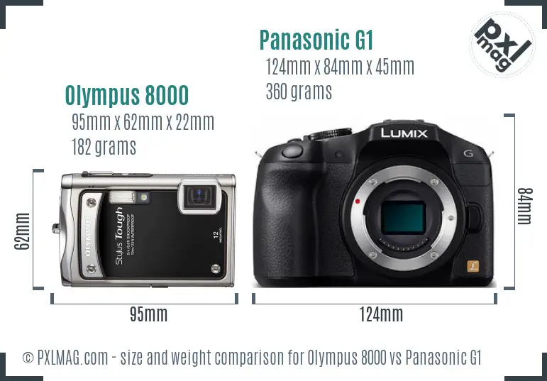 Olympus 8000 vs Panasonic G1 size comparison