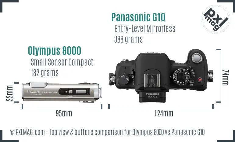 Olympus 8000 vs Panasonic G10 top view buttons comparison