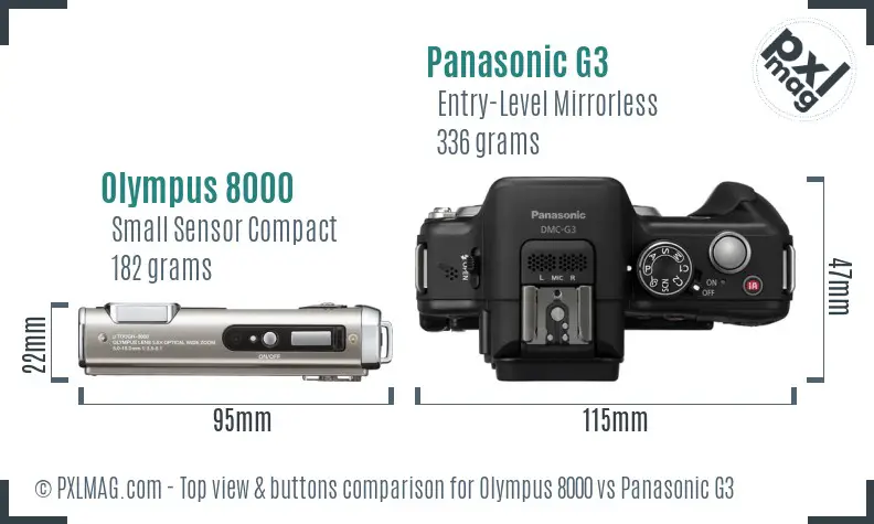 Olympus 8000 vs Panasonic G3 top view buttons comparison