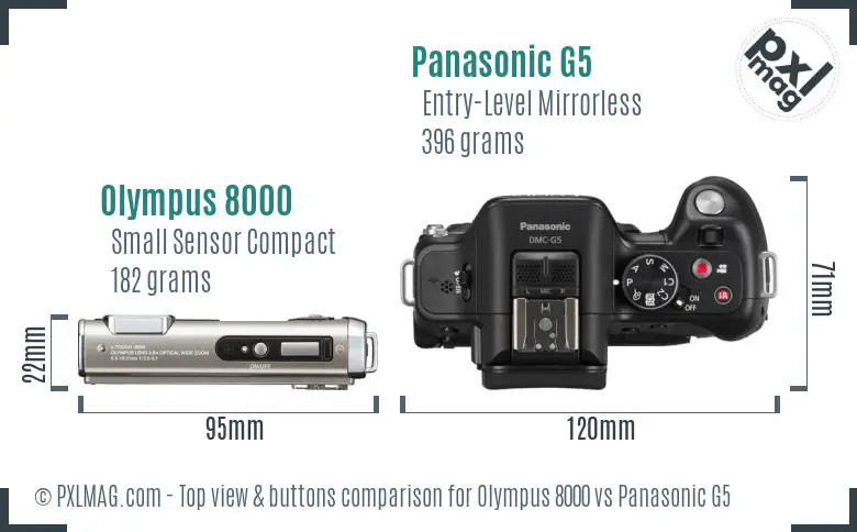 Olympus 8000 vs Panasonic G5 top view buttons comparison