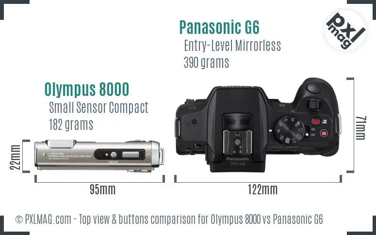 Olympus 8000 vs Panasonic G6 top view buttons comparison