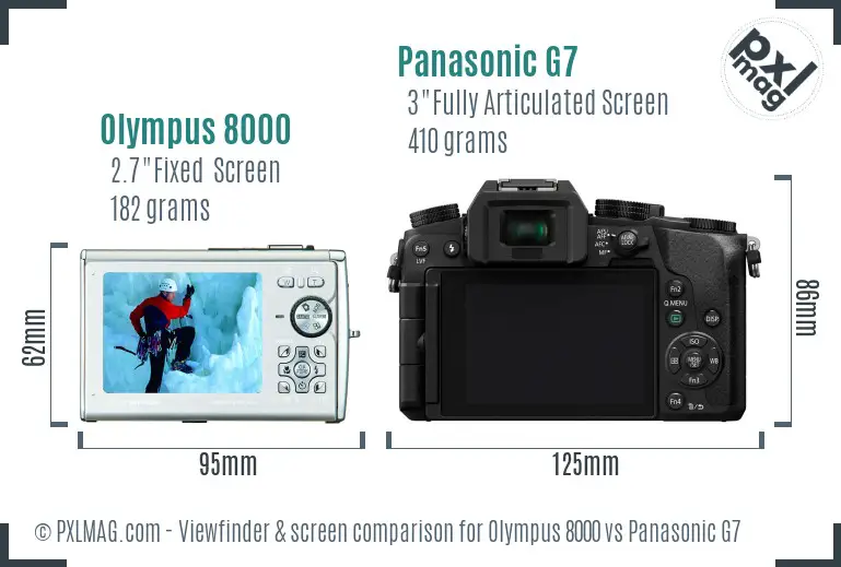 Olympus 8000 vs Panasonic G7 Screen and Viewfinder comparison Olympus 8000 vs Panasonic G7 Screen and Viewfinder comparison