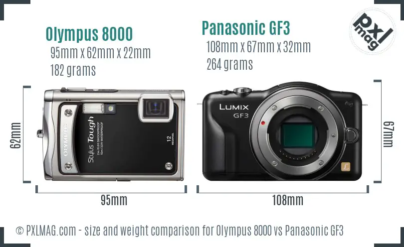 Olympus 8000 vs Panasonic GF3 size comparison