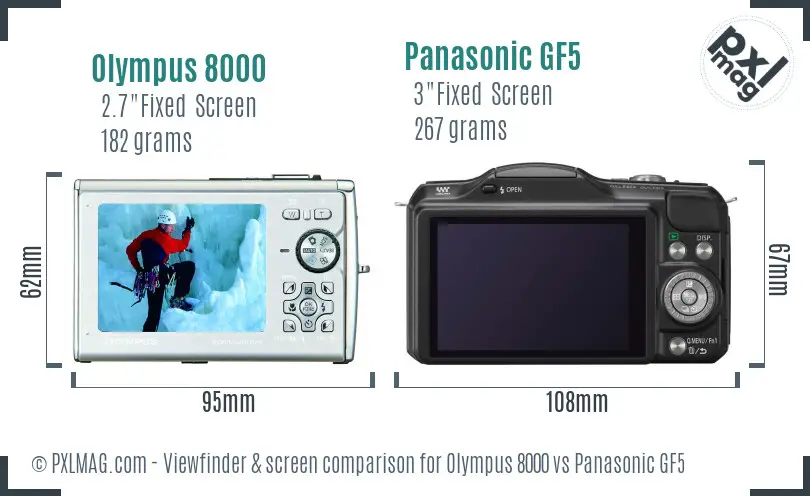 Olympus 8000 vs Panasonic GF5 Screen and Viewfinder comparison Olympus 8000 vs Panasonic GF5 Screen and Viewfinder comparison