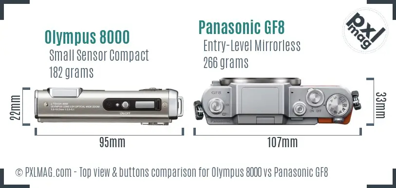 Olympus 8000 vs Panasonic GF8 top view buttons comparison