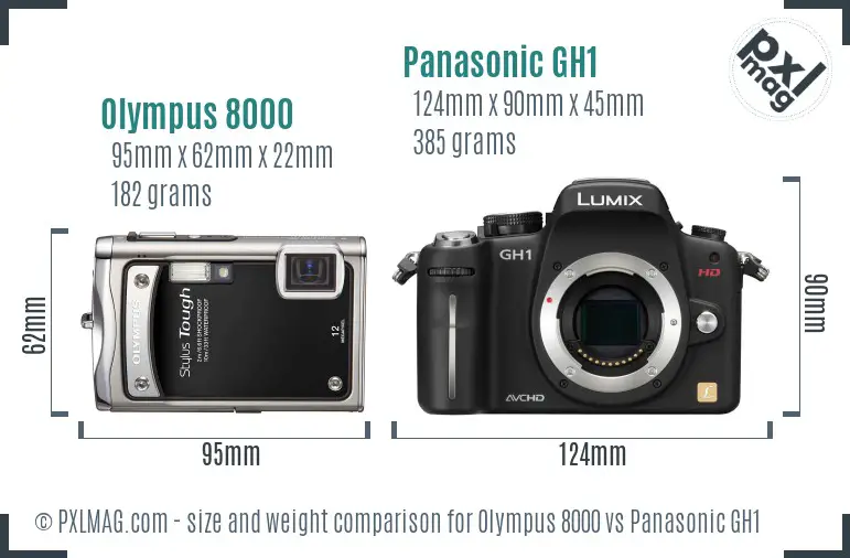 Olympus 8000 vs Panasonic GH1 size comparison Olympus 8000 vs Panasonic GH1 size comparison