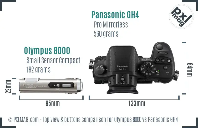 Olympus 8000 vs Panasonic GH4 top view buttons comparison