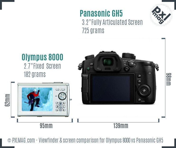 Olympus 8000 vs Panasonic GH5 Screen and Viewfinder comparison