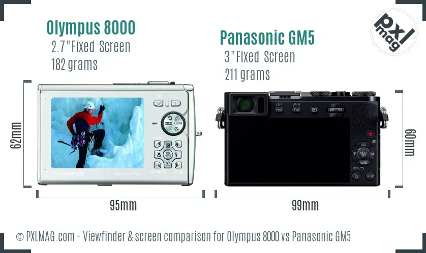 Olympus 8000 vs Panasonic GM5 Screen and Viewfinder comparison Olympus 8000 vs Panasonic GM5 Screen and Viewfinder comparison