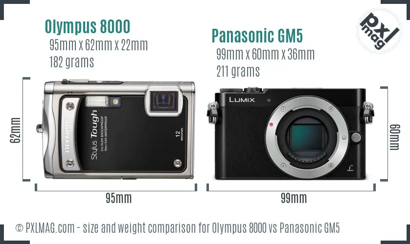 Olympus 8000 vs Panasonic GM5 size comparison Olympus 8000 vs Panasonic GM5 size comparison