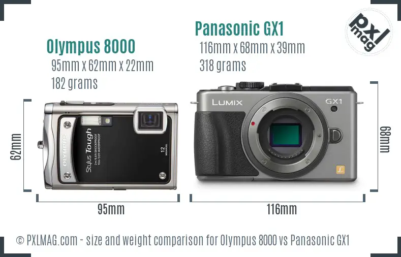 Olympus 8000 vs Panasonic GX1 size comparison