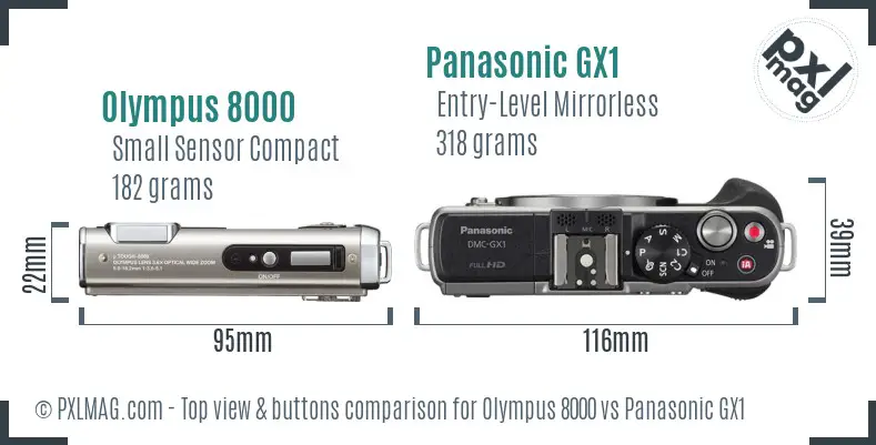 Olympus 8000 vs Panasonic GX1 top view buttons comparison