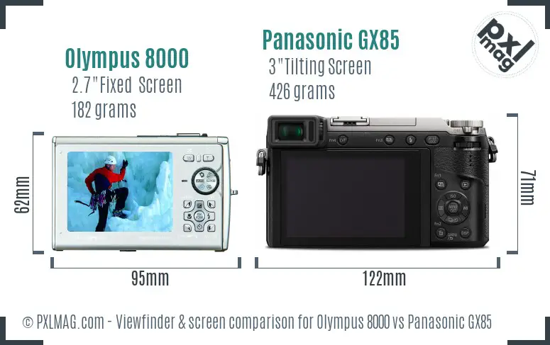 Olympus 8000 vs Panasonic GX85 Screen and Viewfinder comparison Olympus 8000 vs Panasonic GX85 Screen and Viewfinder comparison