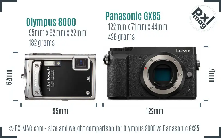 Olympus 8000 vs Panasonic GX85 size comparison Olympus 8000 vs Panasonic GX85 size comparison
