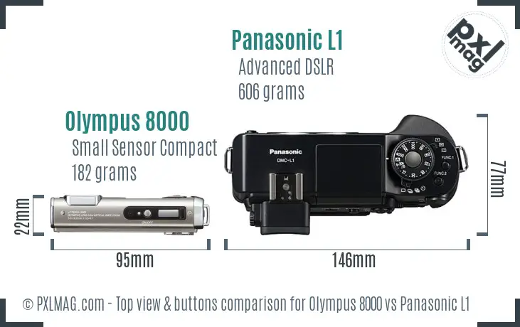 Olympus 8000 vs Panasonic L1 top view buttons comparison