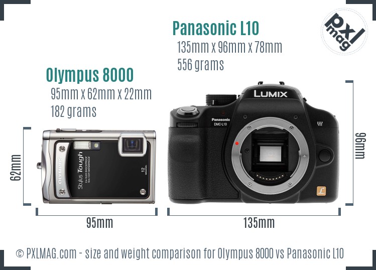 Olympus 8000 vs Panasonic L10 size comparison Olympus 8000 vs Panasonic L10 size comparison