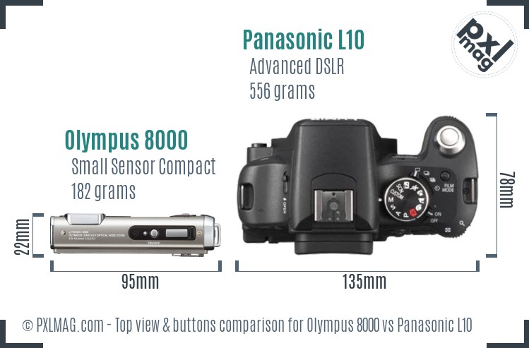 Olympus 8000 vs Panasonic L10 top view buttons comparison