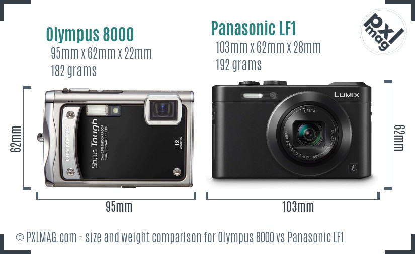 Olympus 8000 vs Panasonic LF1 size comparison