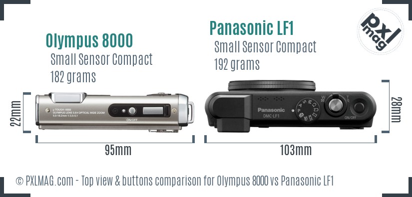 Olympus 8000 vs Panasonic LF1 top view buttons comparison