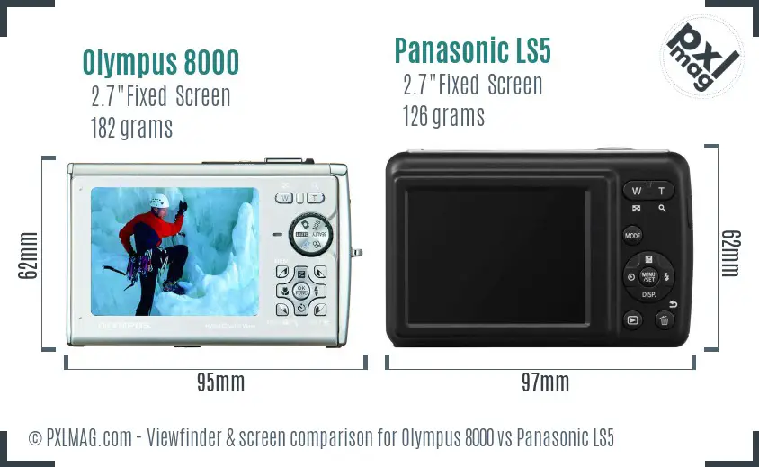 Olympus 8000 vs Panasonic LS5 Screen and Viewfinder comparison