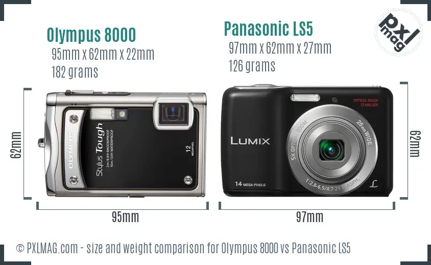Olympus 8000 vs Panasonic LS5 size comparison