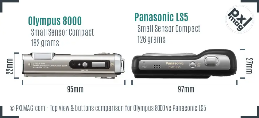 Olympus 8000 vs Panasonic LS5 top view buttons comparison