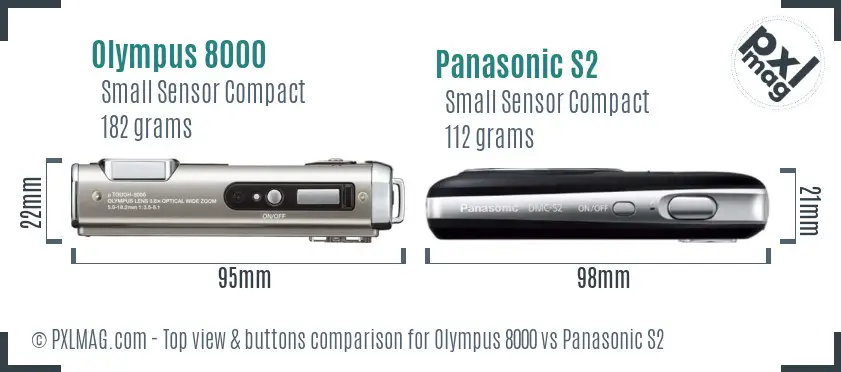 Olympus 8000 vs Panasonic S2 top view buttons comparison Olympus 8000 vs Panasonic S2 top view buttons comparison
