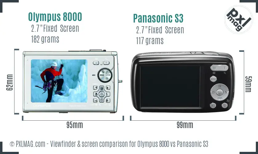 Olympus 8000 vs Panasonic S3 Screen and Viewfinder comparison