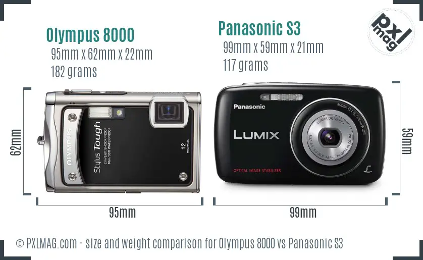 Olympus 8000 vs Panasonic S3 size comparison