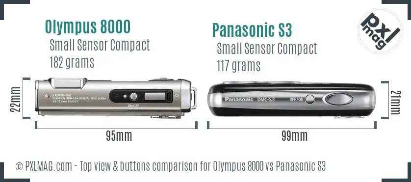 Olympus 8000 vs Panasonic S3 top view buttons comparison