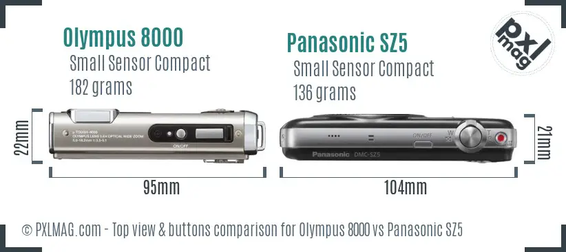 Olympus 8000 vs Panasonic SZ5 top view buttons comparison