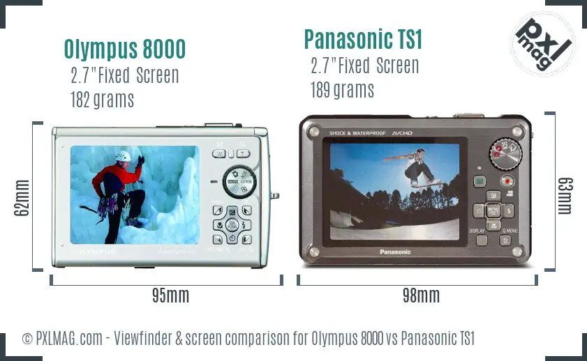 Olympus 8000 vs Panasonic TS1 Screen and Viewfinder comparison