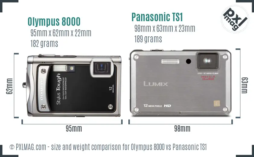 Olympus 8000 vs Panasonic TS1 size comparison