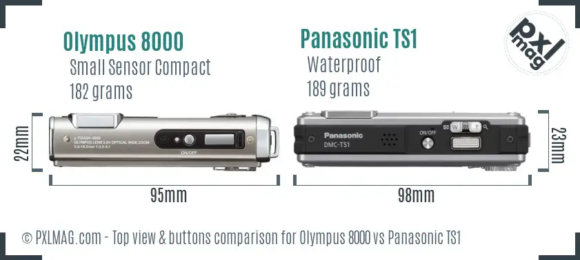 Olympus 8000 vs Panasonic TS1 top view buttons comparison