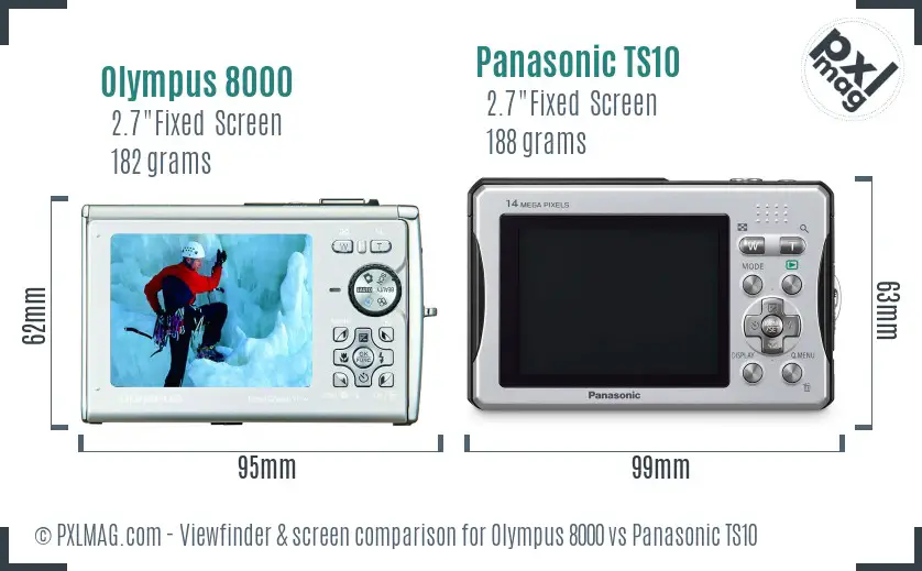 Olympus 8000 vs Panasonic TS10 Screen and Viewfinder comparison