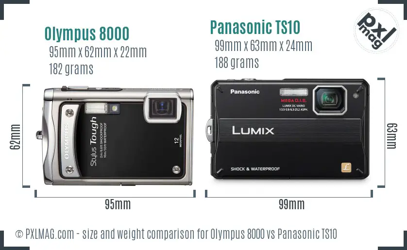 Olympus 8000 vs Panasonic TS10 size comparison
