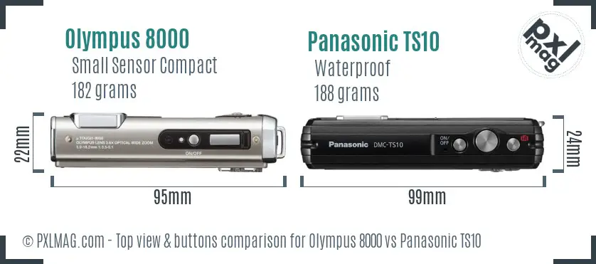 Olympus 8000 vs Panasonic TS10 top view buttons comparison
