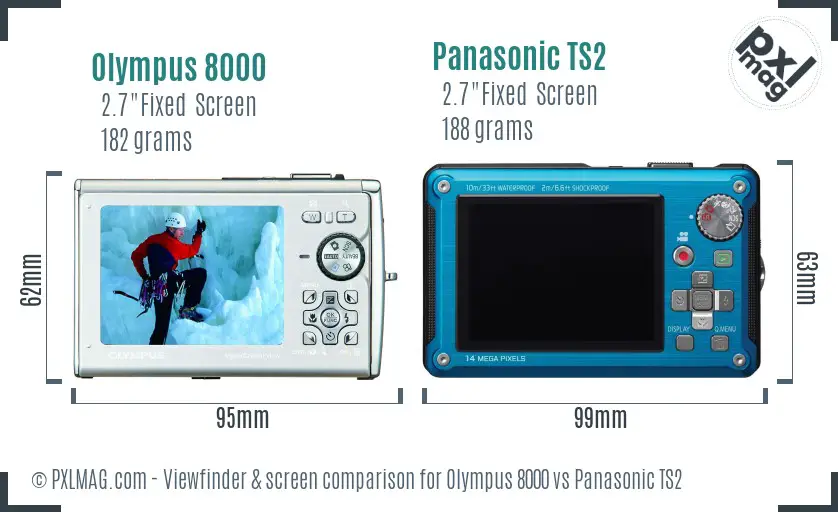 Olympus 8000 vs Panasonic TS2 Screen and Viewfinder comparison